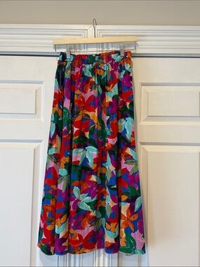 SHEIN Multicolor Floral Print Midi Skirt